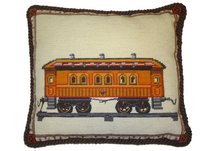 Vintage Train Needlepoint Pillow
