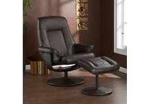 Recliner and Ottoman - Bonded Leather - Cafe Brown