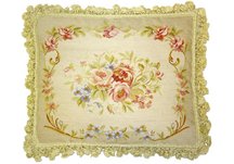 Vintage Floral Needlepoint Pillow