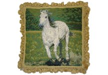 white horse equestrian pillow