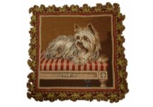 Yorkie Needlepoint Pillow