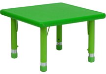 24'' Square Height Adjustable Green Plastic Activity Table