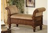 Medium Brown Upholstered Bench with Rolled Arms