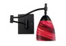 Celina 1-Light Swingarm Sconce In Dark Rust And Autumn Glass