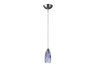 1 Light Pendant In Satin Nickel And Starlight Blue Glass