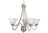 5 light satin brass chandelier, alabaster glass