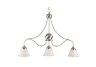 3 light satin brass island light, alabaster glass
