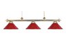 Casual Traditions 3-Light Billiard/Island in Polished Brass with Red Metal Shades