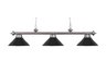 Casual Traditions 3-Light Billiard/Island in Satin Nickel with Black Metal Shades