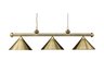 Casual Traditions 3-Light Billiard/Island in Antiqe Brass with Metal Shades