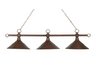 Designer Classics 3-Light Billiard/Island in Antique Copper with Hand Hammered Iron Shades