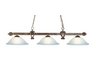 DESIGNER CLASSICS 3 LIGHT BILLIARD/ISLAND IN TIFFANY BRONZE WHITE TILE GLASS