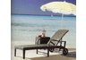 Outdoor wicker chaise lounger with wheels and side table set