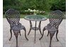 Mississippi 3pc Glass Top Bistro Set Antique Bronze