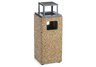 8 Gallon Structure Trash Receptacle | Rain Bonnet Covered Ashtray