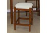 Biscuit & White Check 24'' Walnut Hawthorne Upholstered Counter Stool