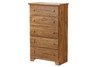 Shaker Hickory 5 Drawer Chest with Roller Glides