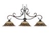 Tiffany Buckingham 3-Light Billiard/Island in Vintage Antique with Tiffany Style Glass