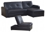 3-Piece Sofa Bed Set - Black Leather