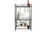 Black Metal Bottle & Glass Floor Wine Rack