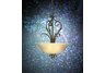Inverted pendant light fixture bronze satin glass metal curls