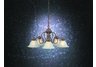 Chandelier 6 Light Fixture Olde Brick Finish Glass Shade Downlight