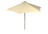 Creme Colored 9 ft Wood Market Umbrella