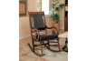 Traditional Wood Rocker with Brown Bicast Leather