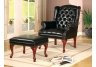 Black Tufted Wing Back Chair and Ottoman
