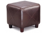 Dark Brown Faux Leather Cube Ottoman
