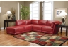 Red Laurentides Leather Sectional Sofa