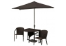Genevieve Java Wicker Half Umbrella Patio Set