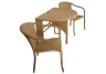 Genevieve Coffee Wicker Half Umbrella Patio Set