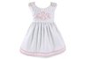 Garden Princess Pique Dress - White with Light Pink Trim, 0-6 Month