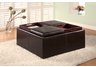 Contemporary Square Faux Leather Storage Ottoman with Tray Tops