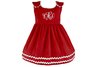 Bon Bon Collection Corduroy Dress - Red with White Trim, 0-6 Month