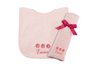 Princess Linens Cotton Knit Bib and Burp Pad Set with Daisy Motif - Pink