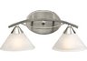 2 Light Vanity In Satin Nickel And Marblized White Glass