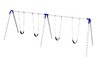 Commercial Playground Double Bay Bipod Swing Set- Strap Seats- Blue Yokes