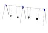 Commercial Playground Double Bay Bipod Swing Set- 2 Tot Seats 2 Strap Seats- Blue Yokes
