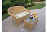 Resin Wicker 2pc Loveseat and Coffee Table Set with Cushions
