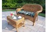 Resin Wicker 2pc Loveseat and Coffee Table Set with Cushions