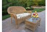 Resin Wicker 2pc Loveseat and Coffee Table Set with Cushions