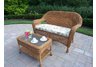 Resin Wicker 2pc Loveseat and Coffee Table Set with Cushions