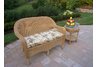 Resin Wicker 2pc Loveseat and Side Table Set with Cushions