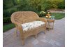 Resin Wicker 2pc Loveseat and Side Table Set with Cushions