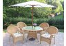 Resin Wicker 5pc Dining Set with Cushions Umbrella and Stand