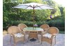 Resin Wicker 5pc Dining Set with Cushions Umbrella and Stand
