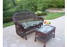 Resin Wicker Double Glider and Coffee Table 2pc Set with Cushion.