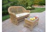 Resin Wicker Double Glider and Coffee Table 2pc Set with Cushion.